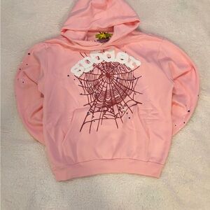 Pink Hoodie with Spider Web Design